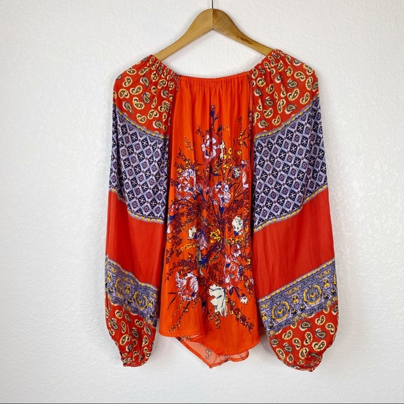Free People Postiano Printed Blouse in Red - Picture 8 of 8
